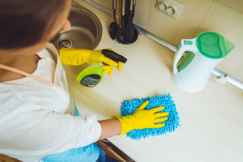 Professional upholstery cleaning service in action